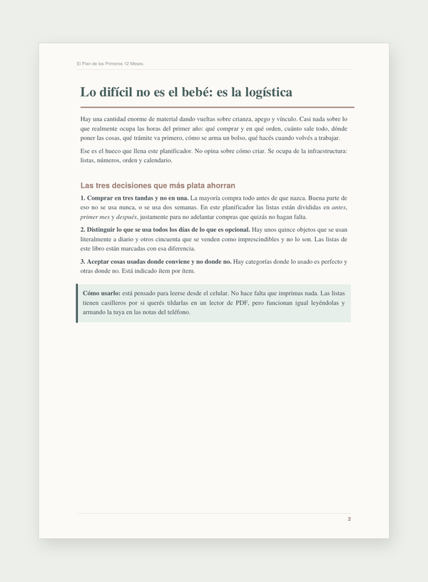 Página del cuadernillo — La idea de fondo: tres decisiones que ahorran plata
